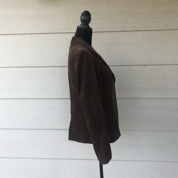 Zara Basic Chocolate Brown Corduroy Classic Blazer - Picture 4 of 16